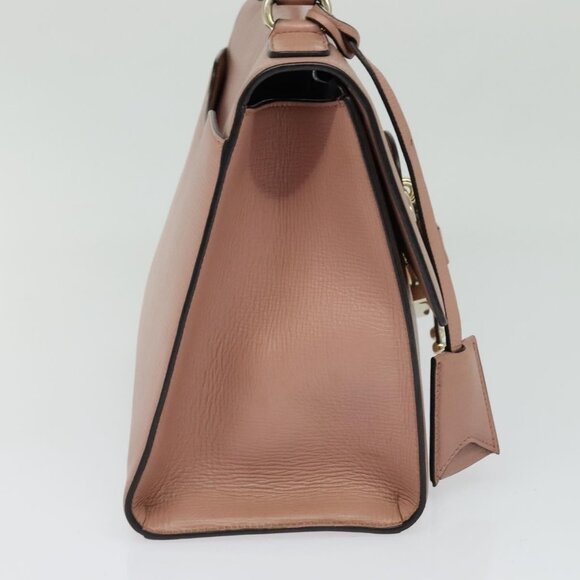 Salvatore Ferragamo Vala Hand Bag Leather 2way Pink Gold Auth - Picture 4 of 15